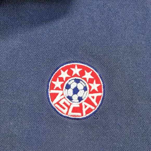 Adidas Men's NSCAA Soccer Polo Shirt Blue Large Short Sleeve Embroidered Logo - Picture 4 of 13